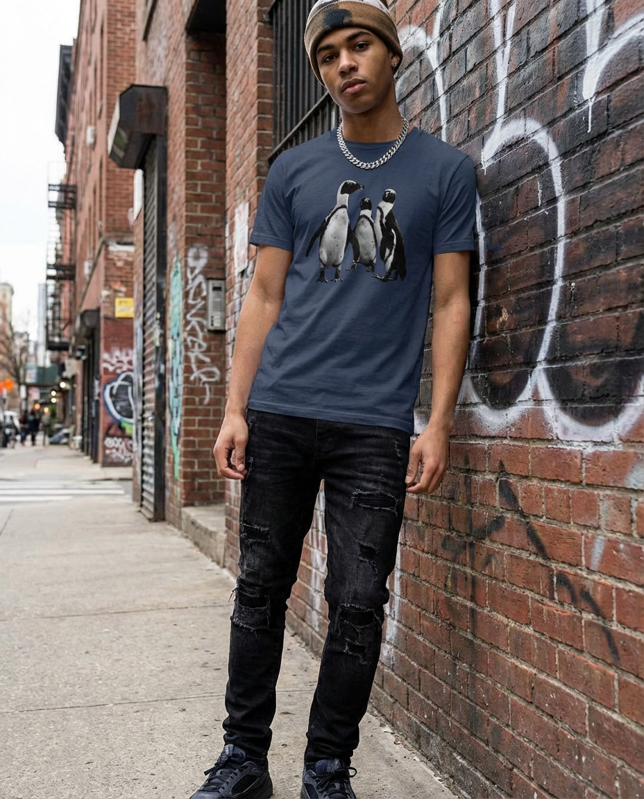 Penguin Huddle, Wildlife Conservation, Moss Apparel, Unisex T-Shirt