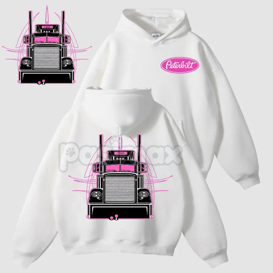 Peterbilt Pink Semi Truck 2-Sided Hoodie – Unique Trucker Pullover, Bold Graphic Apparel, Unisex